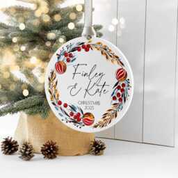 Personalised Couples Wreath Christmas Ornament Bauble, Keepsake Decoration For Girlfriend Or Boyfriend - thumbnail 2