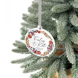 Personalised Couples Wreath Christmas Ornament Bauble, Keepsake Decoration For Girlfriend Or Boyfriend - thumbnail 4