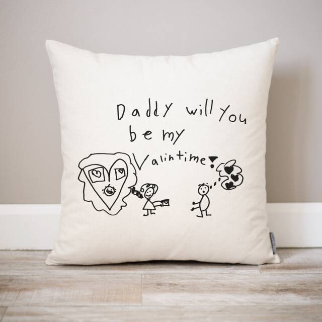 Handwriting Linen Pillow - Personalized Kids Art Gift For Dad - image 1