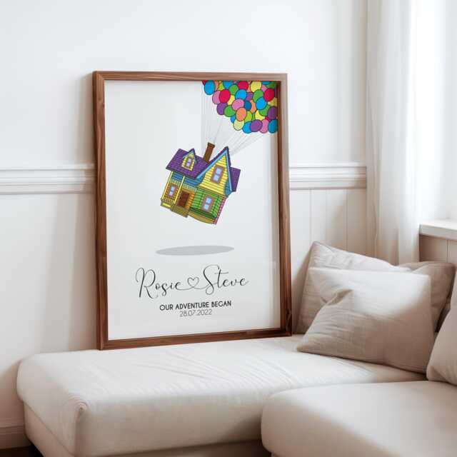 Personalised Up Our Adventure Began, Happy New Home Print, Congratulations On Your First Gift, House Name Moving Gift - image 1