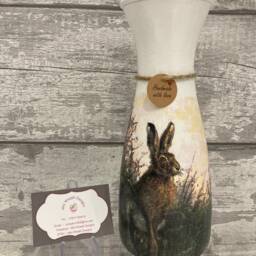 Hare Light Up Bottle & Matching Vase - Hares, Rabbits, Spring , March Hare Mother's Day Gift - thumbnail 3