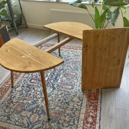 Extending Extendable Round Dining Table & Chairs, Circular, Wooden Legs, Solid Wood, Handmade, 90cm To 150cm. Set Of 4 Matc - thumbnail 2