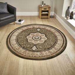 Green Beige Classic Traditional Vintage Thick Living Room Carpet Runners Floral Persian Style Rugs - thumbnail 3