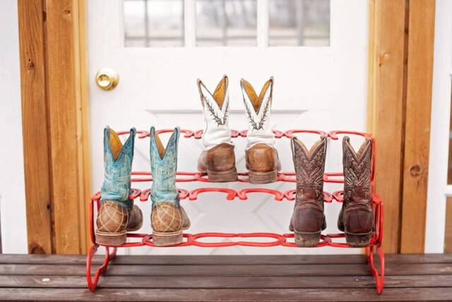 Horseshoe Boot Rack - Red Organizer Good Christmas Gift For Him Her Decor - image 1