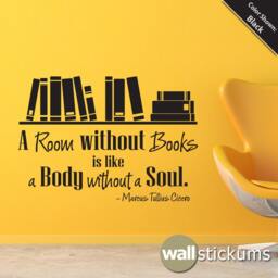 "Book Quote Wall Decal - ""A Room Without Books..." - thumbnail 1