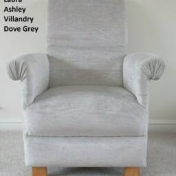 Handcrafted Laura Ashley Adult Armchair Belvedere Duck Egg Peacock Fabric Chair Josette Awning Stripe - thumbnail 4