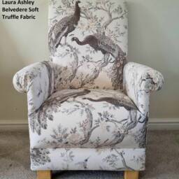 Handcrafted Laura Ashley Adult Armchair Belvedere Duck Egg Peacock Fabric Chair Josette Awning Stripe - thumbnail 2