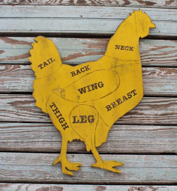 Chicken Butcher Shop Poultry Rustic Farmhouse Wall Art Hen Diagram Kitchen Decor - image 1