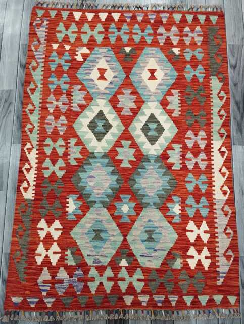 Classic Rug, Handmade Artisan Afghan Turkish Scandinavian Navajo Bohemian Wool Flatweave Multicolour Kilim Rug 149x106 cm - image 1