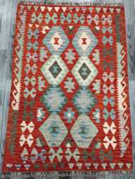 Classic Rug, Handmade Artisan Afghan Turkish Scandinavian Navajo Bohemian Wool Flatweave Multicolour Kilim Rug 149x106 cm - thumbnail 1