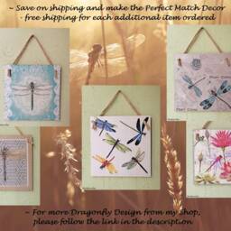 ??urquoise Dragonfly Wall Hanging Plaque, Kitchen Wooden Signs, Insect Country Art, Gifts, Farmhouse Decoration, Decoupage - thumbnail 4