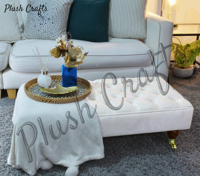 Made To Order, Handmade, Brand New White Plush Velvet Footstool/Coffee Table - image 1
