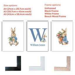 Official Peter Rabbit Prints - Carrot & Flower Personalised Letter Name Set Of 3 - thumbnail 3