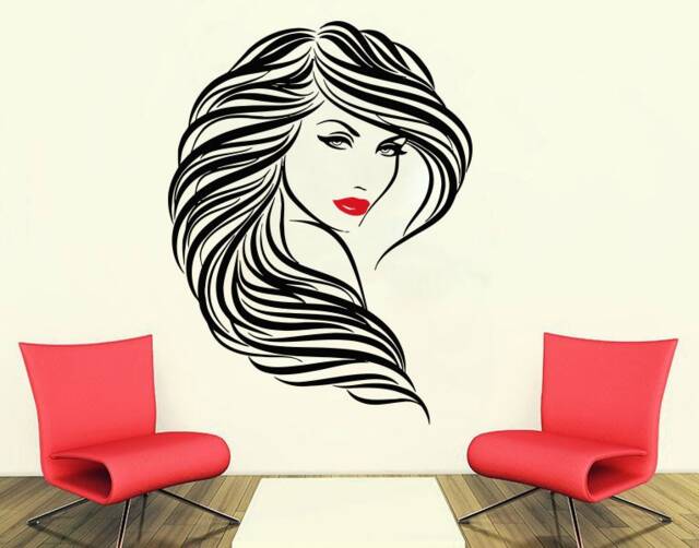Woman Face Wall Decal Beauty Salon Lashes Decor T130 - image 1