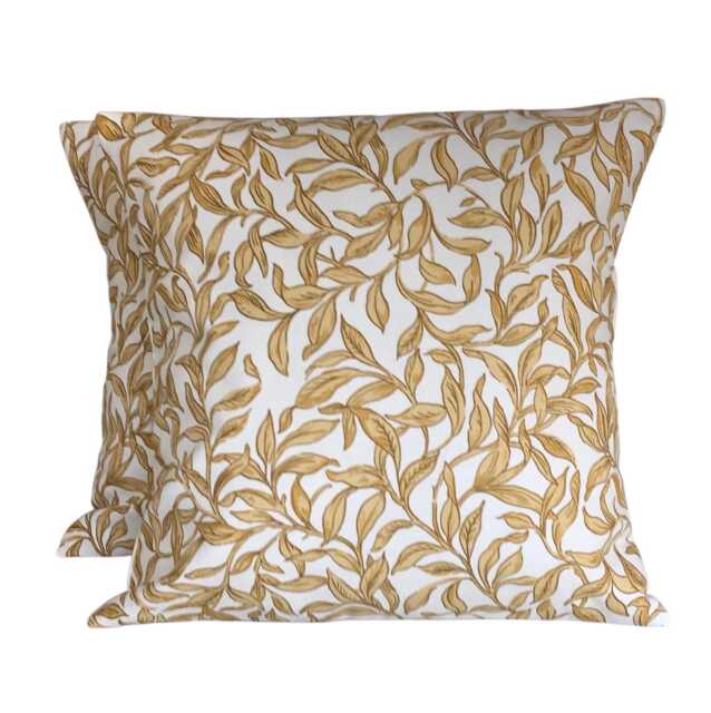 2 X Clarke & Entwistle Gold Cream Leafy Print Cushion Covers - image 1