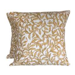 2 X Clarke & Entwistle Gold Cream Leafy Print Cushion Covers - thumbnail 1