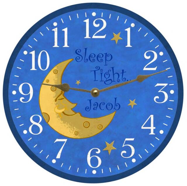 Personalized Blue Baby Clock - Moon & Stars Nursery D??cor - image 1