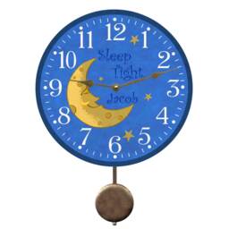 Personalized Blue Baby Clock - Moon & Stars Nursery D??cor - thumbnail 2