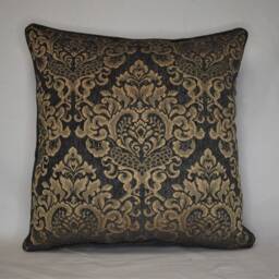 Grey Gold Chenille Decorative Throw Pillow With Piping Stripe Solid Floral - thumbnail 3