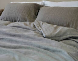 Natural Linen Duvet Cover in Dark Shade, Heavy Rustic Bedding, Made From Washed Linen, Available Queen, King, Twin & Full - thumbnail 1