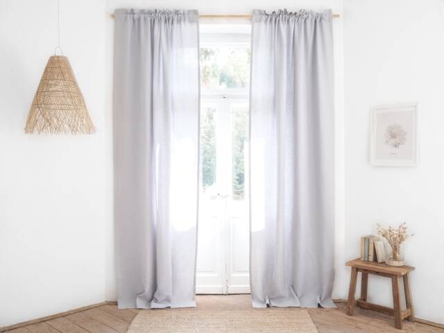 Light Gray Heavy Linen Curtain Panel With Rod Pocket, Custom Drapes - image 1