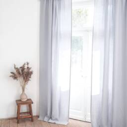 Light Gray Heavy Linen Curtain Panel With Rod Pocket, Custom Drapes - thumbnail 3