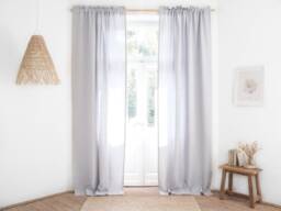 Light Gray Heavy Linen Curtain Panel With Rod Pocket, Custom Drapes