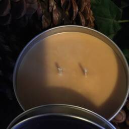Sandalwood Handmade Hand Poured 16 Oz Soy Candle in Metal Tin With Matching Lid - thumbnail 3