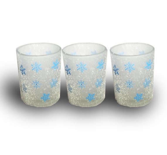 Snowflake Frosted Glass Votive Candle Holders - Set Of 3 - image 1