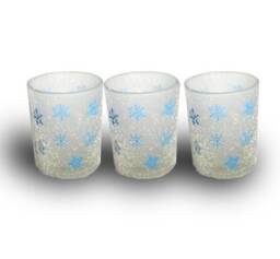 Snowflake Frosted Glass Votive Candle Holders - Set Of 3