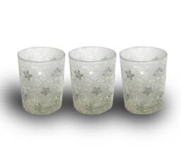 Snowflake Frosted Glass Votive Candle Holders - Set Of 3 - thumbnail 2