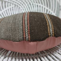 Designer Pillows, Kilim Personalized Gift, 18x18 Pink Cushion Case, Circle Cushion, Organic Pillow, Tribal Pillow Covers, 33 - thumbnail 4