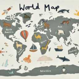 Nordic World Map Tapestry, Kids Room, Nursery Wall Hanging Decor, Scandinavian Art - thumbnail 4