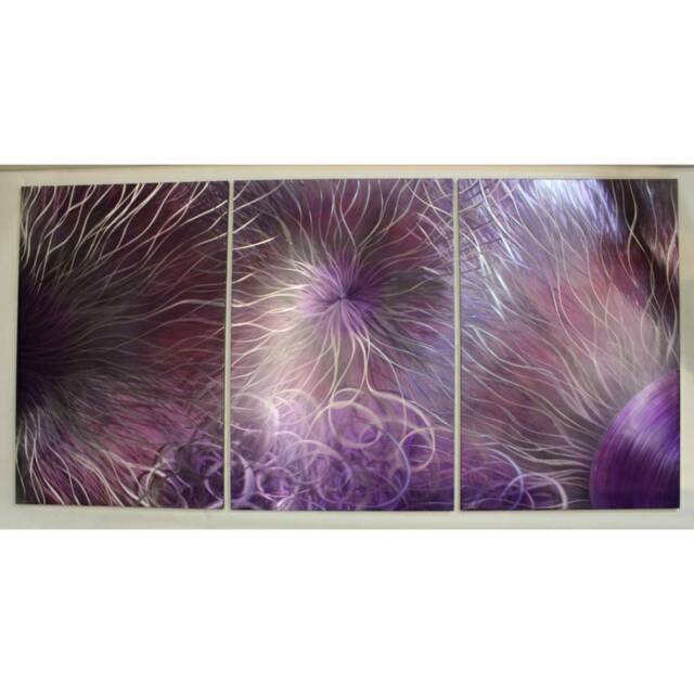 Modern Abstract Metal Wall Art, Purple, Grey & Silver. Contemporary Artwork. Indoor/Outdoor Decor - image 1