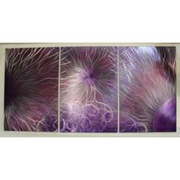 Modern Abstract Metal Wall Art, Purple, Grey & Silver. Contemporary Artwork. Indoor/Outdoor Decor - thumbnail 1