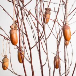 Natural Birch Tree, Wood Decor, Christmas Tree Alternative, Hanging Natural Acorns With Caps, Acorn Ornaments, Rustic Home Decor - thumbnail 2