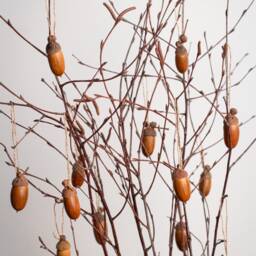 Natural Birch Tree, Wood Decor, Christmas Tree Alternative, Hanging Natural Acorns With Caps, Acorn Ornaments, Rustic Home Decor - thumbnail 4