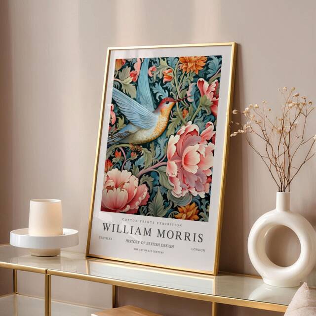 William Morris Print, Art, Exhibition Poster, Birds Morris, Green, Hummingbird Wall Art - image 1