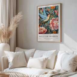 William Morris Print, Art, Exhibition Poster, Birds Morris, Green, Hummingbird Wall Art - thumbnail 2