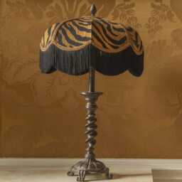 Tiger Print Velvet Fringed Lampshade Art Deco Style, Handmade in England - thumbnail 1