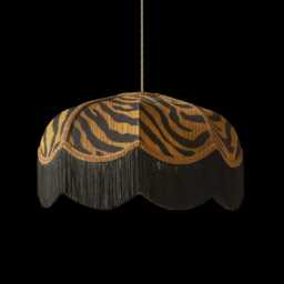 Tiger Print Velvet Fringed Lampshade Art Deco Style, Handmade in England - thumbnail 3