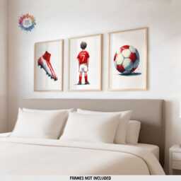 Personalised Boys Football Art Print Set - Kids Bedroom Wall Decor Poster - thumbnail 3