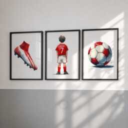 Personalised Boys Football Art Print Set - Kids Bedroom Wall Decor Poster - thumbnail 1