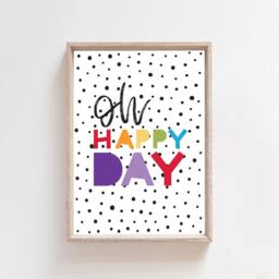 Oh Happy Day Print, Girls Nursery Prints, Rainbow Wall Art, Playroom Bedroom Quotes, Decor - thumbnail 2