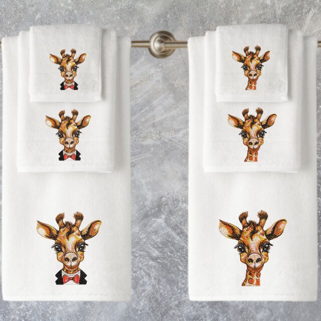Embroidered Giraffe Towels Personalized Luxury Cotton Towel Set - image 1