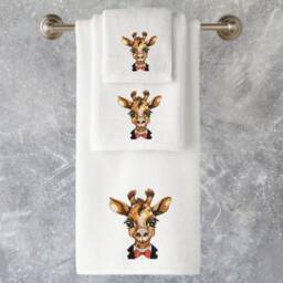 Embroidered Giraffe Towels Personalized Luxury Cotton Towel Set - thumbnail 2