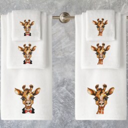 Embroidered Giraffe Towels Personalized Luxury Cotton Towel Set - thumbnail 1
