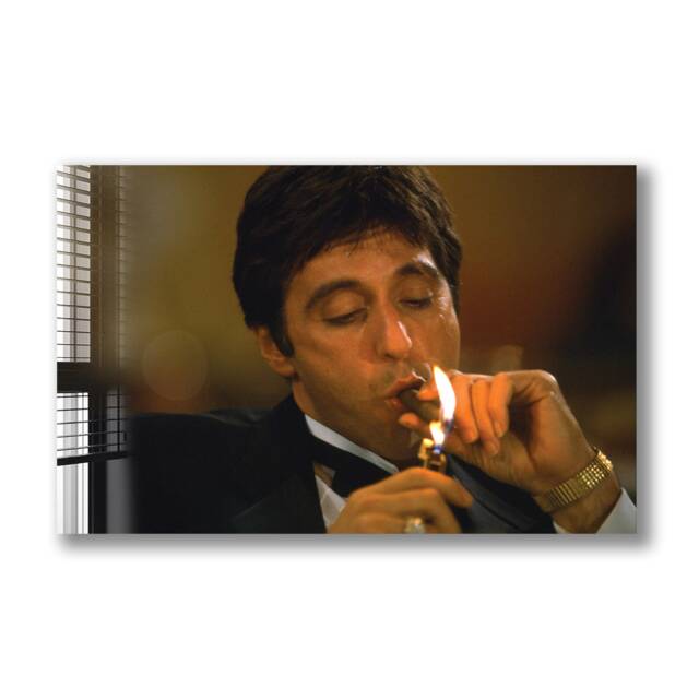 Al Pacino Tempered Glass Wall ArtVintage Movie Poster-Wall Hanging-Glass Printing-Glass Art-Scarface Poster - image 1
