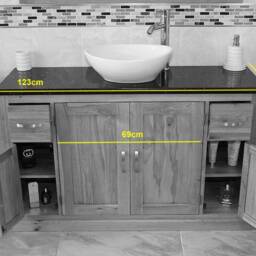 Off White Painted Bathroom Vanity Unit Cabinet Stone Basin Tap Set Grey Quartz Top 402Pgqsbcx1 - thumbnail 4