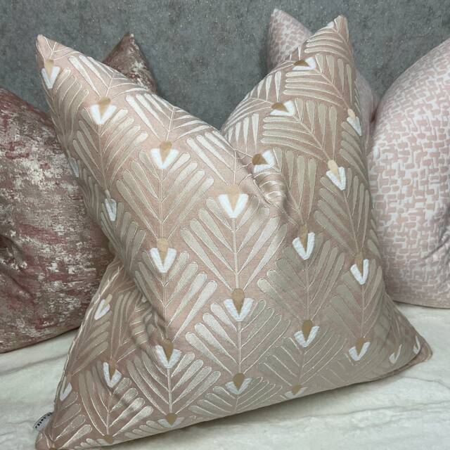 Art Deco Cushion Cover, Elegant Decorative Pillow Sofa Case, Clifton - John Lewis Fabric Pink & White - image 1